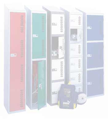 coloured lockers with sloping tops from storage solutions ltd