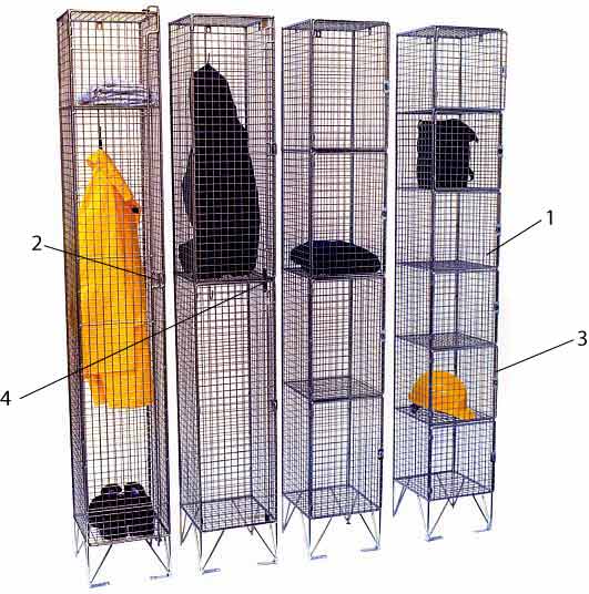 wire mesh lockers in 1 to 6 tier